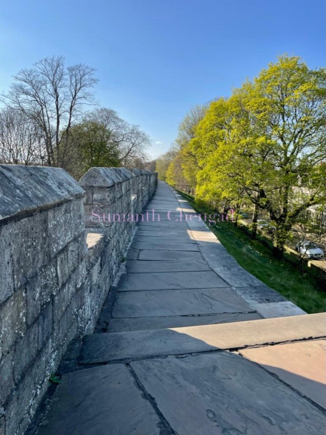 Along the city walls